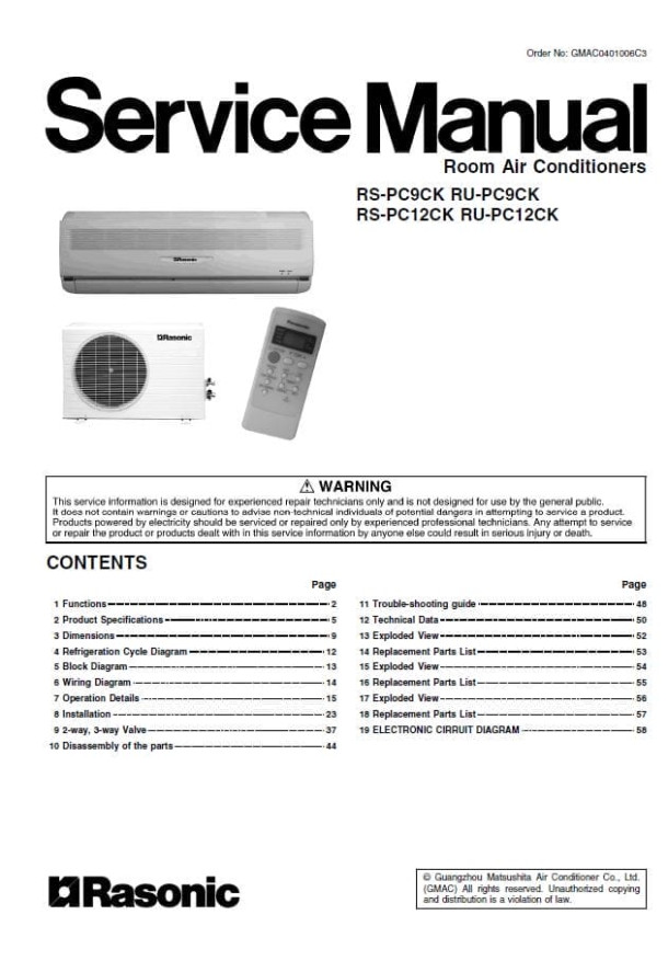 RS-PC9CK, RS-PC12CK, RU-PC9CK, RU-PC12CK